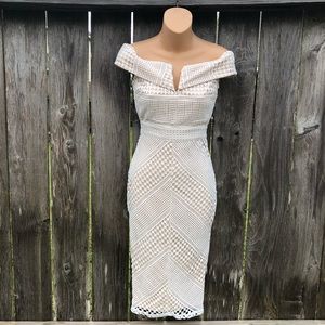 Missguided Lace Off the Shoulder Wiggle Dress Sz 0
